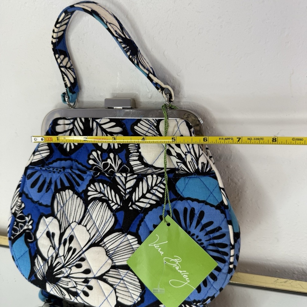 NEW VERA BRADLEY Blue Bayou Snap On kiss lock, Purse, Crossbody Removable Strap - Picture 11 of 16